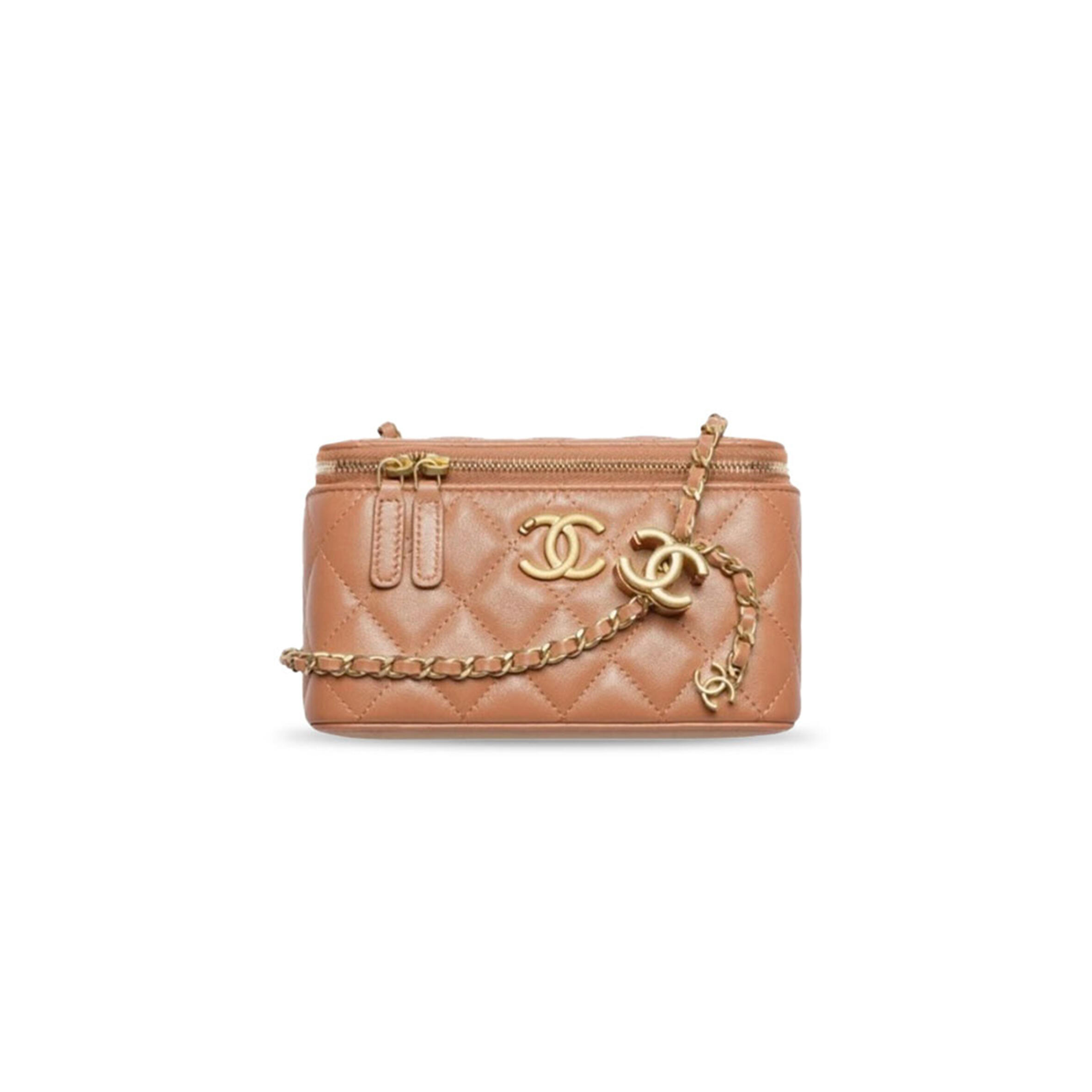 CHANEL MASTER PILLOW CRUSH CASE WITH CHAIN SMALL QUILTED LAMBSKIN MAKEUP BAG (17*9.5*8cm)